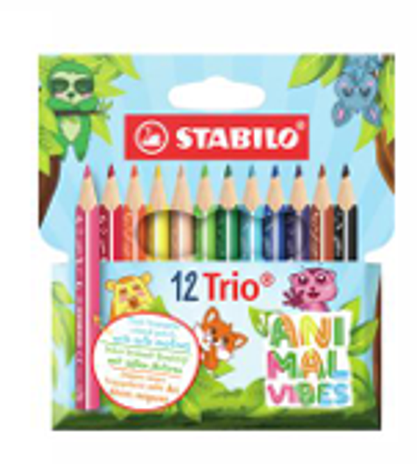 STABILO Trio Animal Vibes – Set da 12 Matite Colorate Ergonomiche