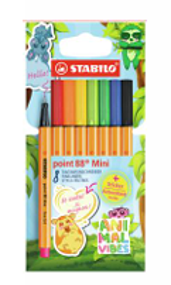 STABILO point 88 Mini Animal Vibes – Set da 8 Fineliner Colorati