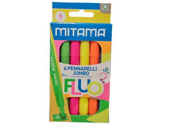 Pennarelli MITAMA Jumbo Fluo – Confezione da 6 Neon