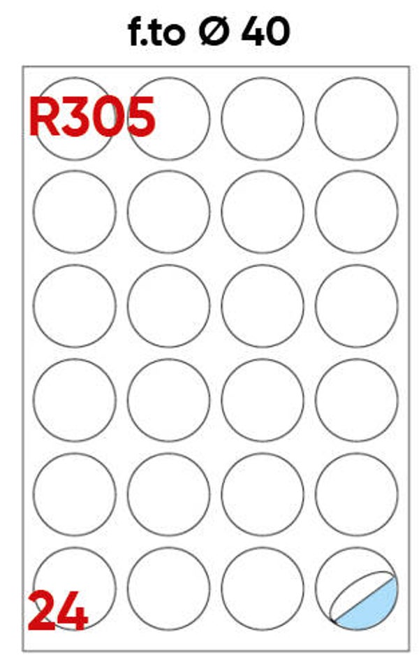 24 etichette in carta d40 mm con grafica personalizzata