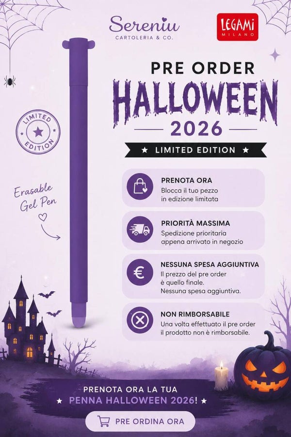 🎃 Pre Order Penna Cancellabile Legami Halloween 2026 – Limited Edition