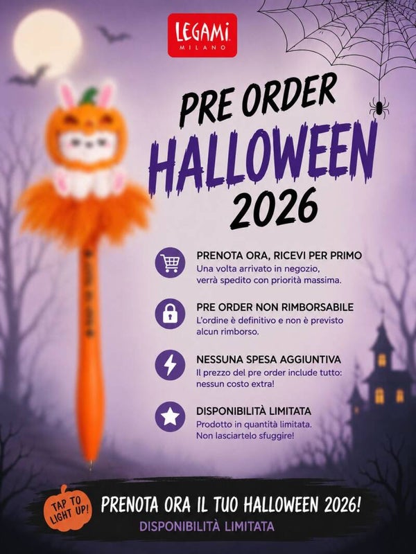 Penna Gel Luminosa Bunny Pumpkin Legami Halloween 2026 – Pre Order Limited Edition