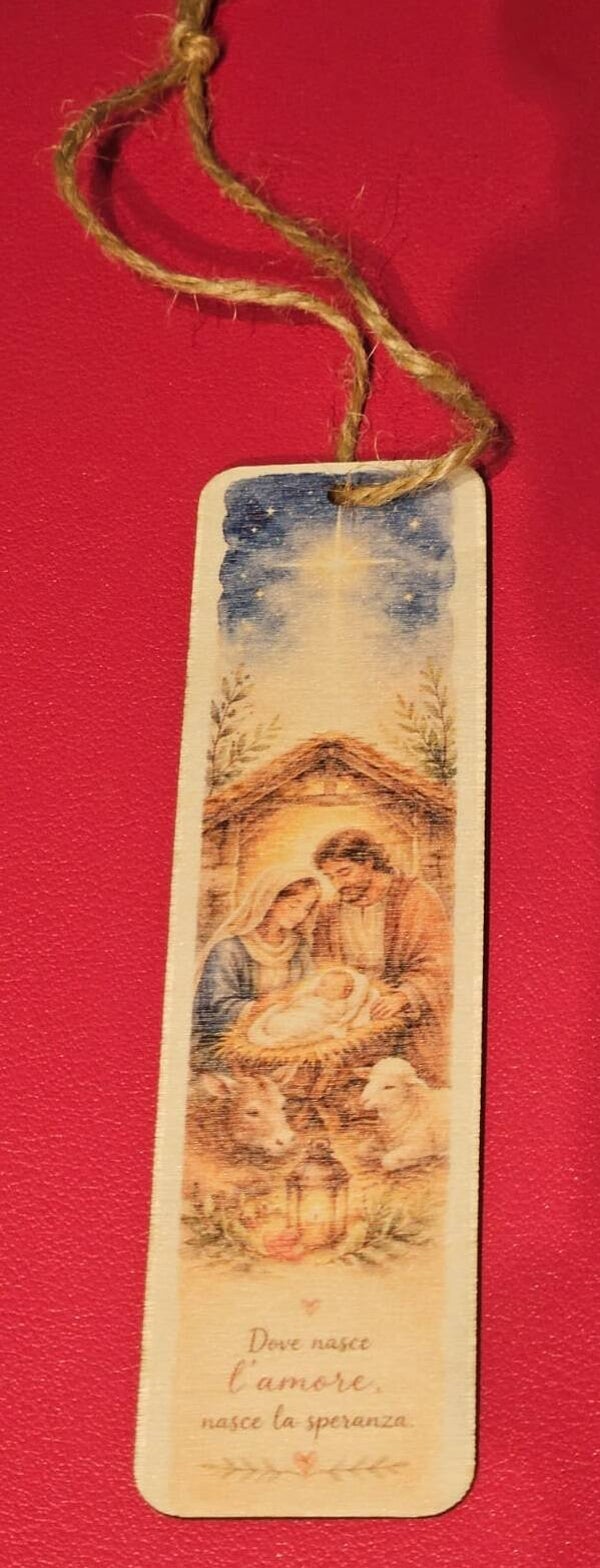 Segnalibro in Legno Natività con Frase – Sereniu® (12x3 cm)