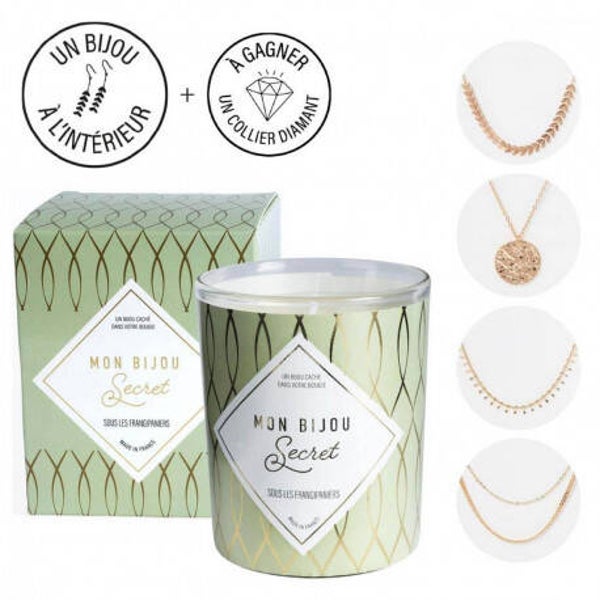 Bougie bijoux sous les frangipaniers collier doré 40 H