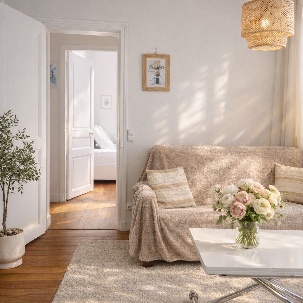 studio avec bureau salle de bain et kitchenette