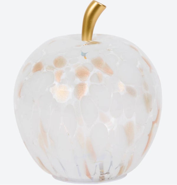 Decoratieve glazen appel wit-goud – 20 x 17