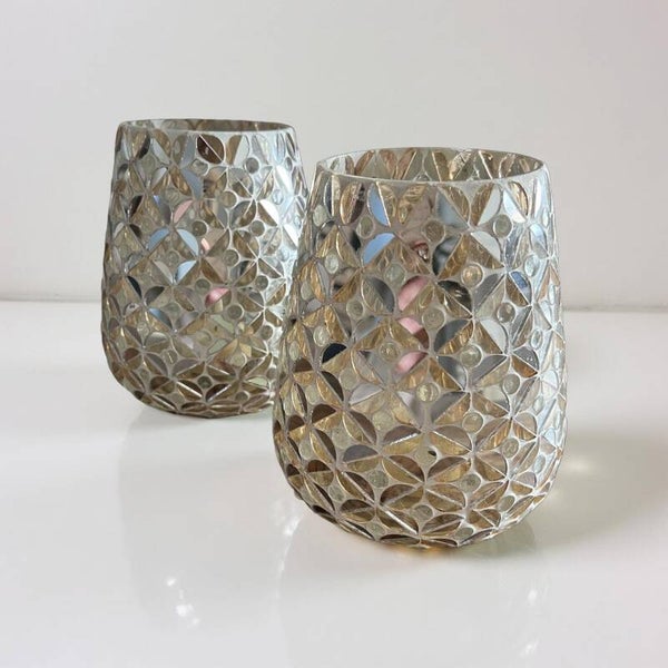 Mozaïek waxinelicht houder - 14x12 cm