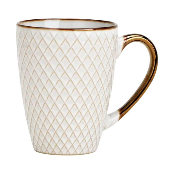 Mokkenset van 2 – Keramiek met Diamantpatroon en Gouden Rand