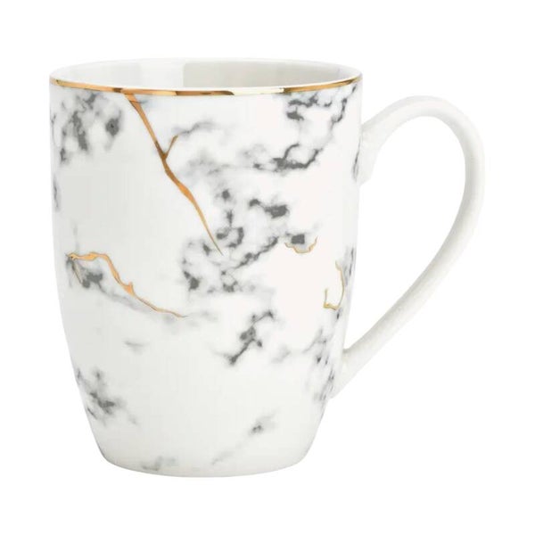 Porseleinen Mok Marmerlook met Gouden Rand - 2 delig