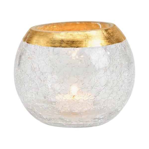 Luxe Glazen Waxinelichthouder met Gouden Rand 12 cm