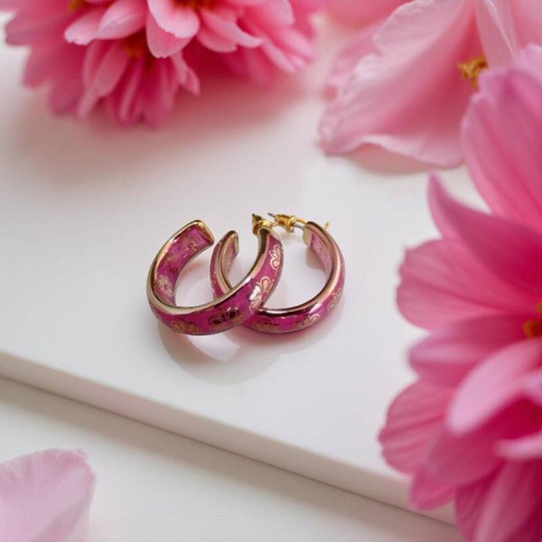 Creool oorbellen roze