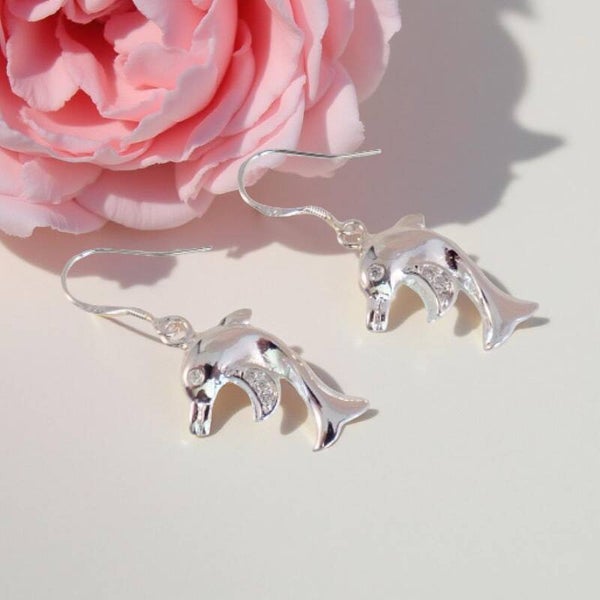 Zilveren oorbellen dolfijn