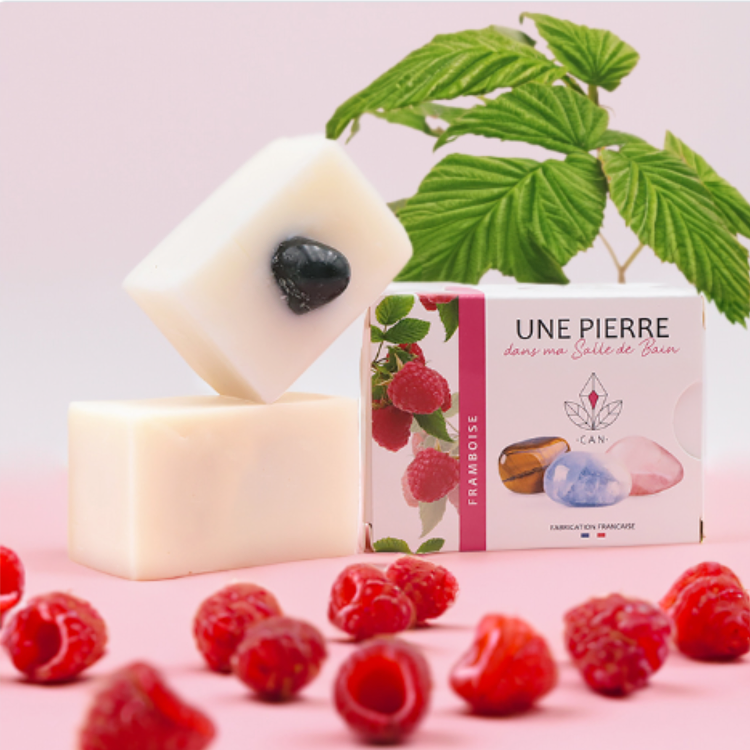 Savon Framboise avec Pierre minérale