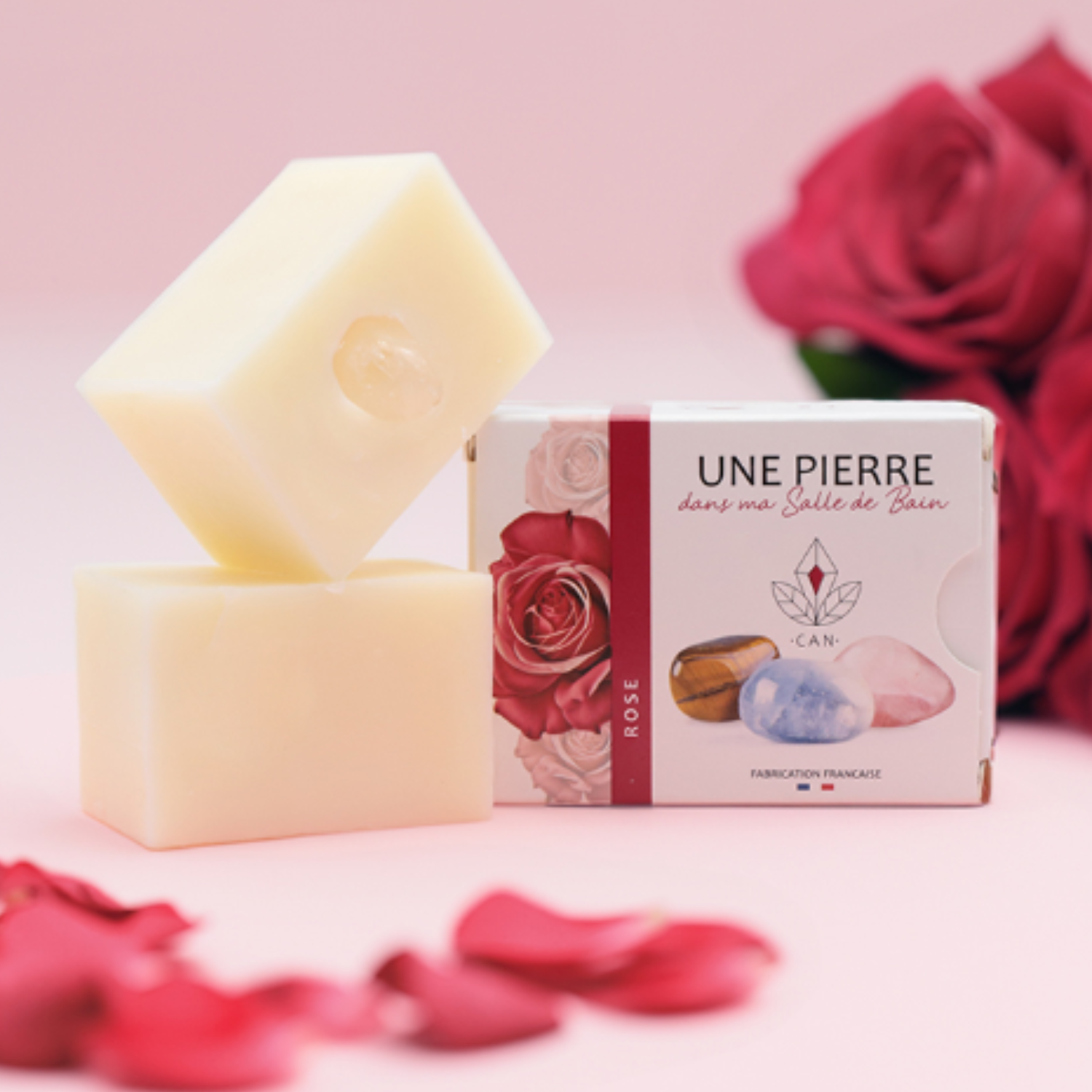 Savon Rose avec Pierre minérale