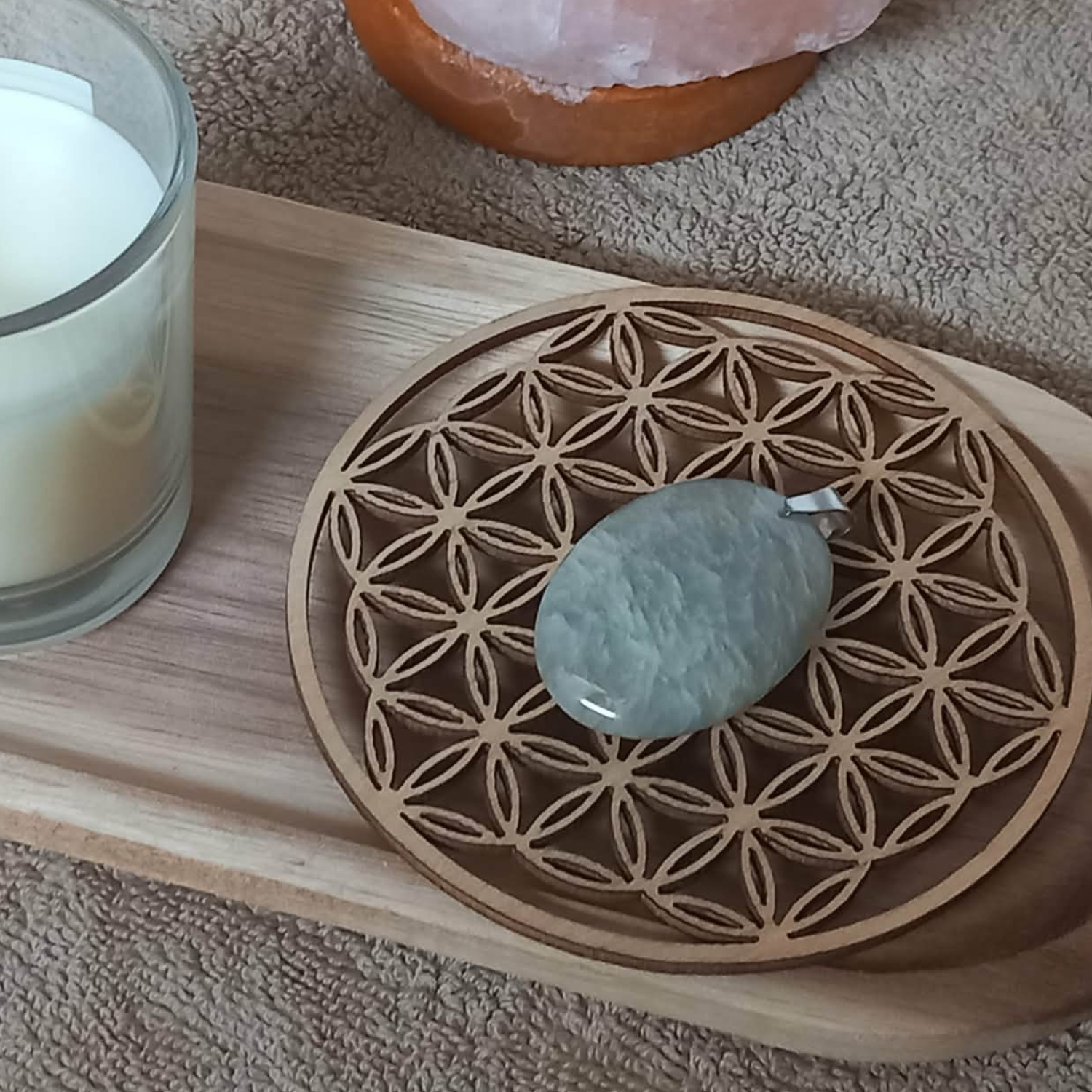 Pendentif Ovale Pierre de lune beige