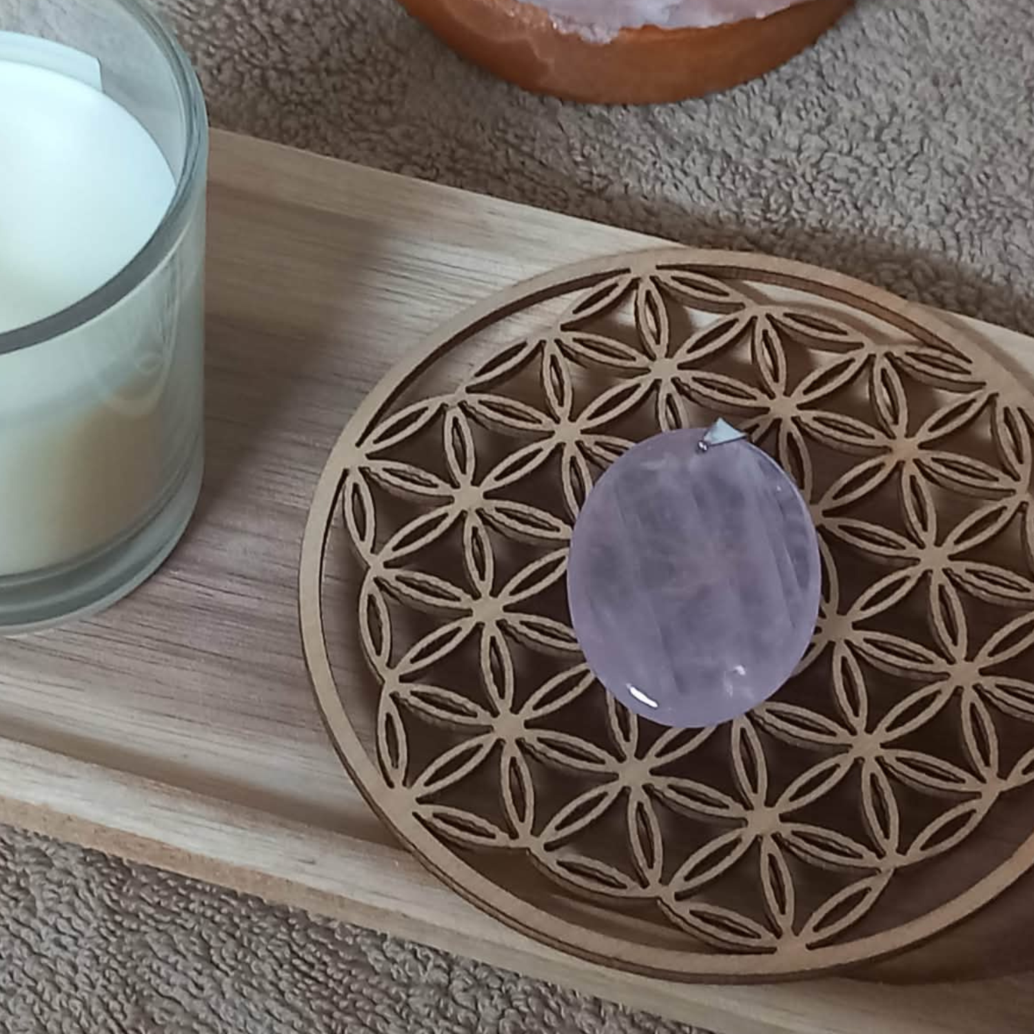 Pendentif Ovale Quartz rose