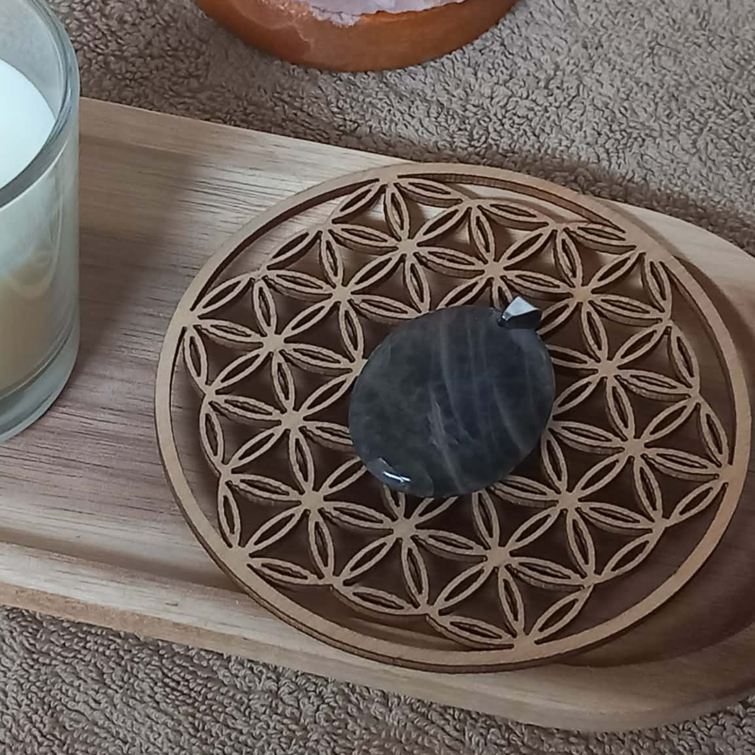 Pendentif Ovale Pierre de lune noire