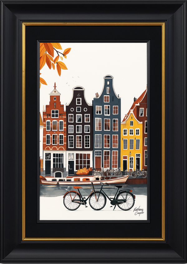 Canal Charm – Limited Edition Signed Amsterdam Cityscape Artwork”