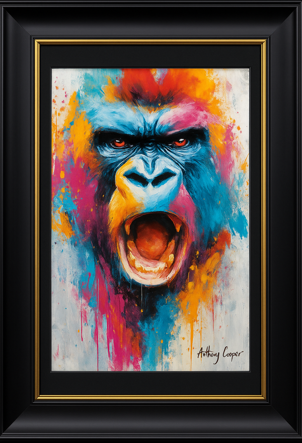 Primal Fury – Limited Edition Signed Abstract Gorilla Portrait by Anthony Cooper