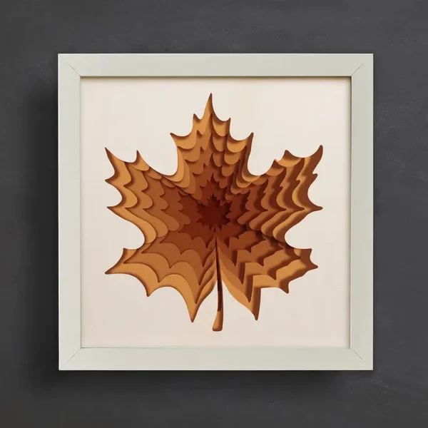 Autumn Depth – Layered Maple Leaf Wall Art