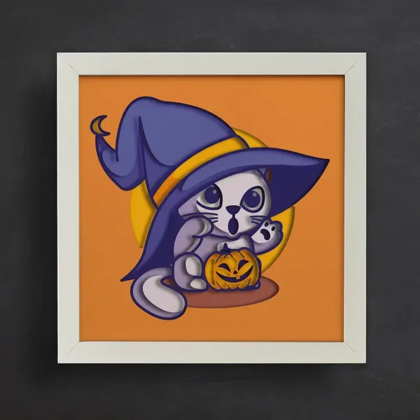 Halloween Witch Cat – Cute Spooky Wall Art