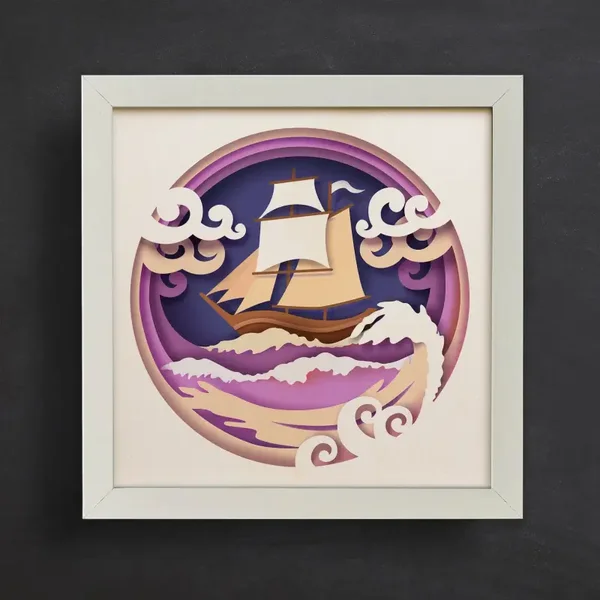 Sailing the Storm – Layered Nautical Wall Art