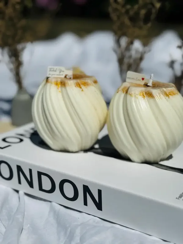 Gold Glittered Swirl Candles |