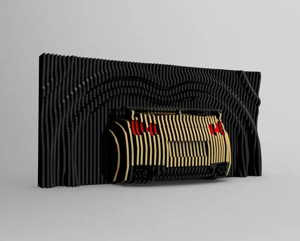 Golden Velocity – Rear Supercar 3D Wall Sculpture