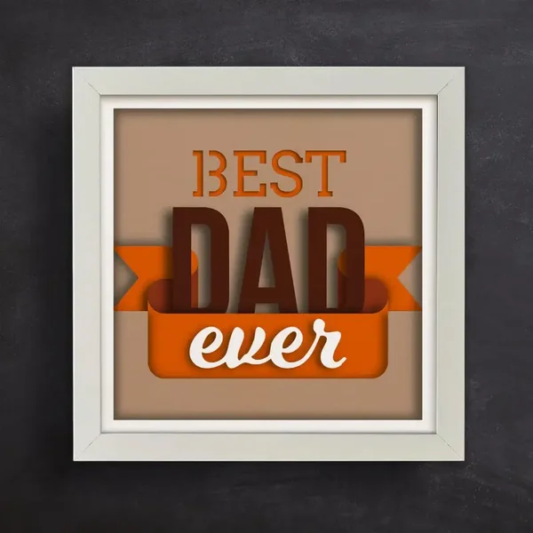 Best Dad Ever Wall Art – Bold Typography Father’s Day Gift in Warm Orange & Brown