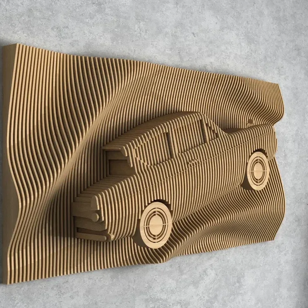 Time warp in Blue – Classic Car 3D Wall Sculpture