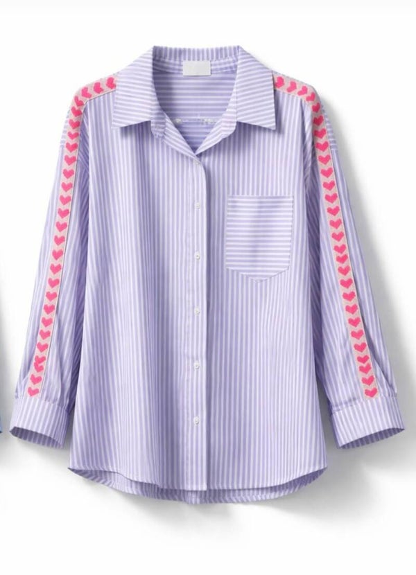Streepblouse met hartjes