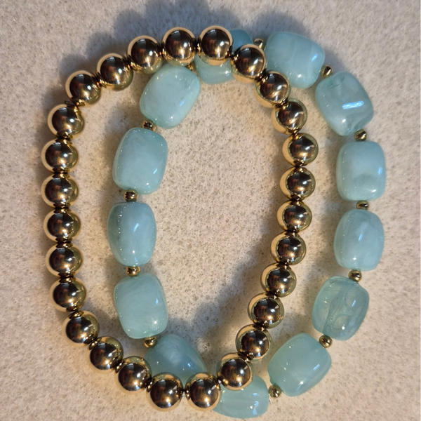 Armbandenset lichtgroen-goud