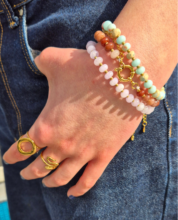 Kralenarmband met natuursteen en hematiet - diverse kleuren