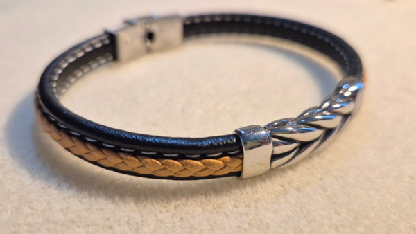 Herenarmband gevlochten leder