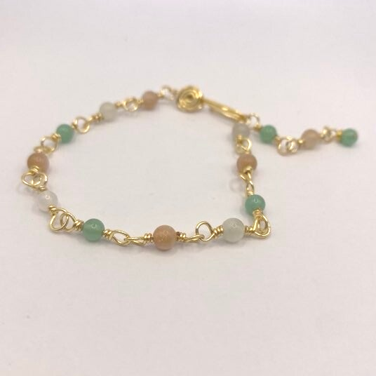 Armbånd - Månesten, grøn aventurin & opal quartz