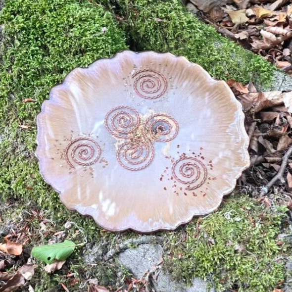 Healingsplade - Lilla, bronche & hvid metallic Ø25,5 cm