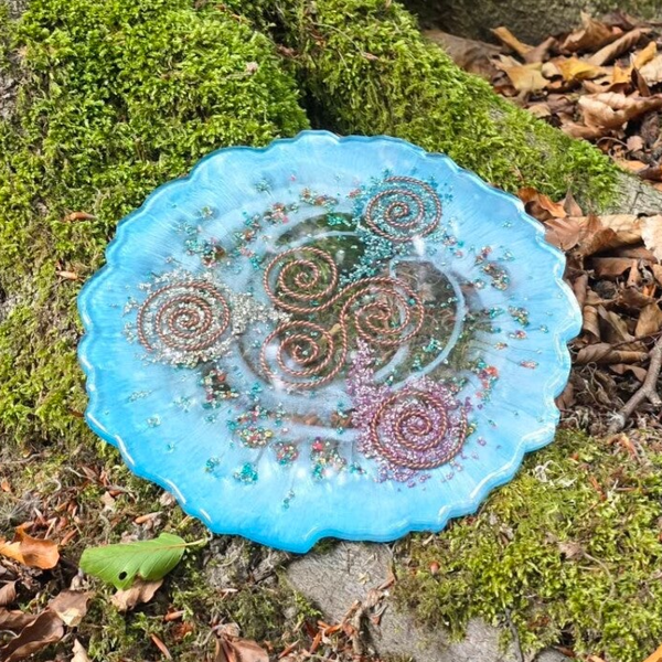 Healingsplade - Lyseblå metallic Ø25,5 cm
