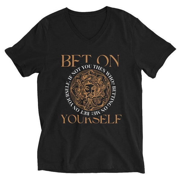 "BET ON YOURSELF" Unisex Short Sleeve V-Neck T-Shirt