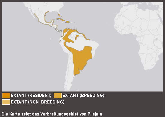 Verbreitungskarte Rosalöffler