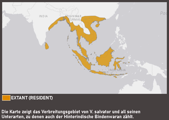 Verbreitungskarte Hinterindischer Bindenwaran