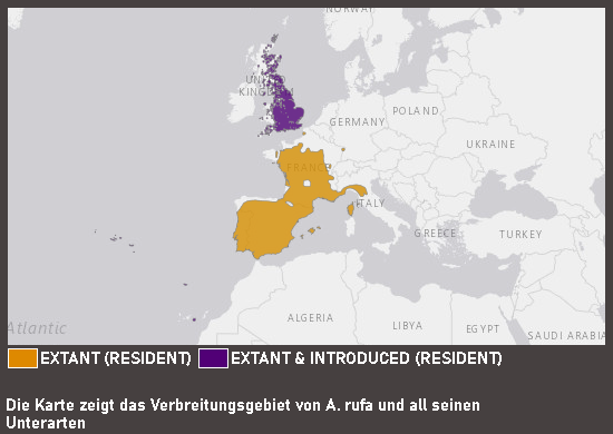 Verbreitungskarte Rothuhn