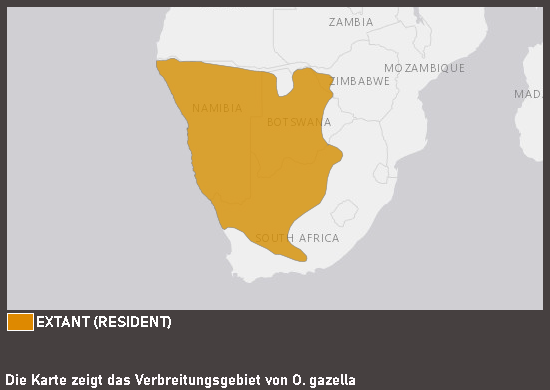 Verbreitungskarte Südliche Oryx