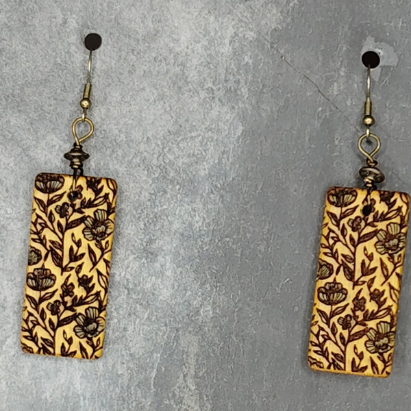 Meadow Collection - Anemone Engraved Bamboo Drop Earrings