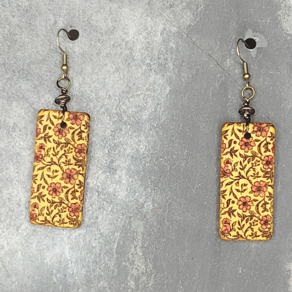 Meadow Collection - Wild Rose Engraved Bamboo Drop Earrings