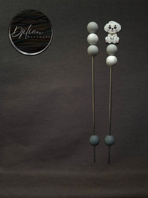 1 set van 2 ami-sticks - wit hondje