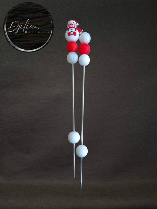 1 set van 2 ami-sticks - Kerstthema sneeuwpop