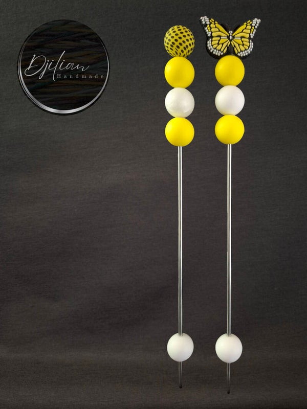 1 set van 2 ami-sticks - Gele vlinder