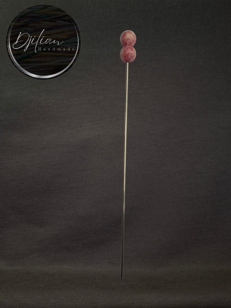 1 ami speld - Roze met groen jaspis