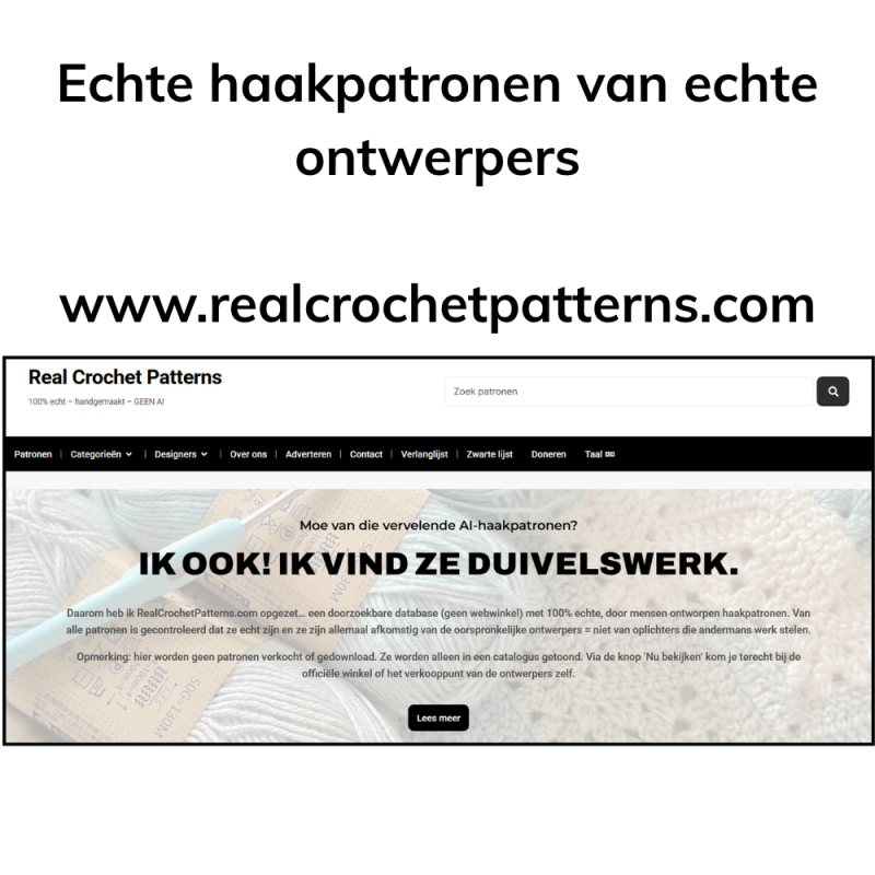 echte haakpatronen van echte ontwerpers - geen AI