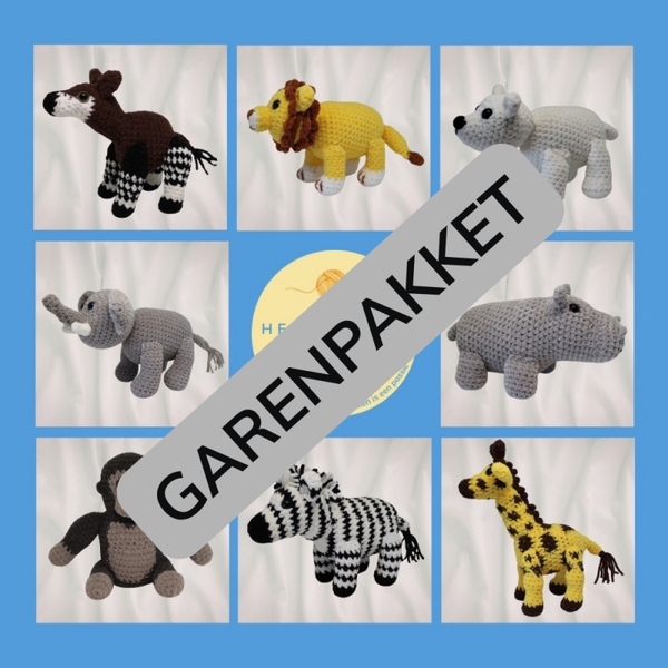 Garenpakket voor patronenbundel 8 dieren haken